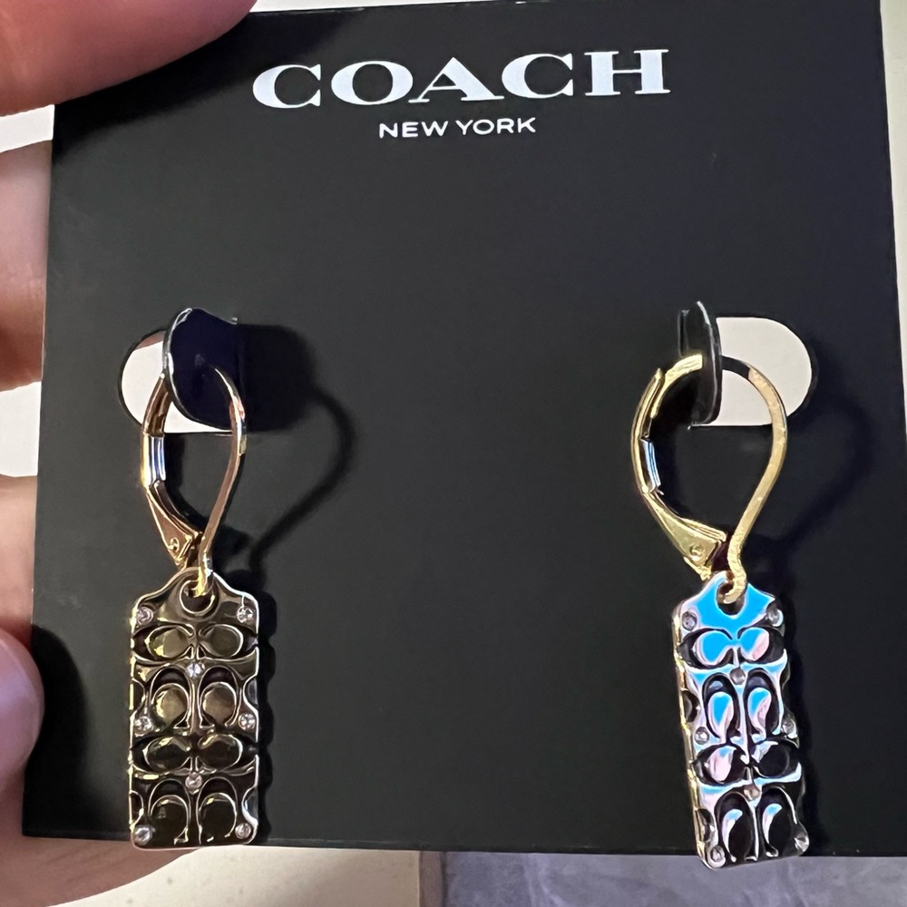 Coach Quilted C Drop Earrings. NWT.